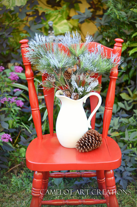 chair makeover for christmas time everyone needs a little red in their life, christmas decorations, painted furniture, seasonal holiday decor