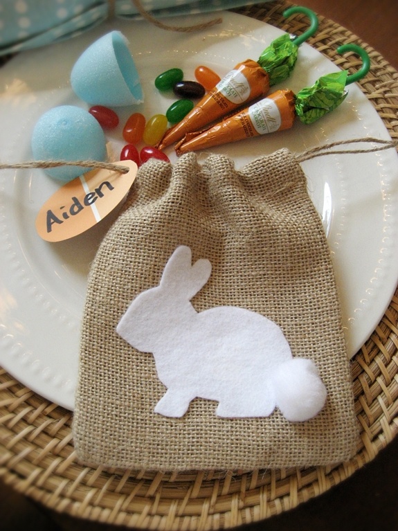 no sew burlap bunny treat bag, crafts, decoupage, easter decorations, seasonal holiday decor