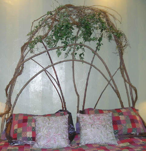sk s hand built beds, bedroom ideas, home decor, painted furniture, repurposing upcycling, Green twigs make me a very fun bed