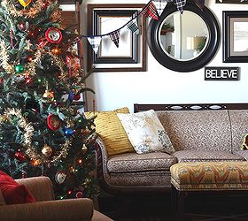 woodsy glam christmas home tour, christmas decorations, seasonal holiday decor, wreaths, The living room has a quirky conglomeration of furniture and accessories but I love it SO much My Memaw s Duncan Phyfe sofa is the star of the show