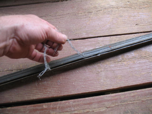 screen door repair, Also remove any pieces of old screening that are stuck on the rubber piece