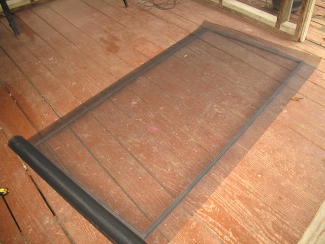 screen door repair, Lay new screening on top of screen frame Allow a few inches all around