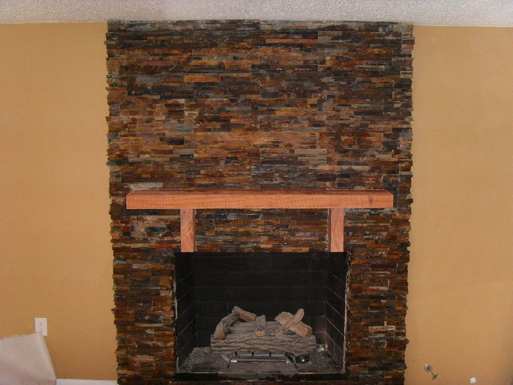 this is a stacked stone fireplace we re vamped in two and a half days this was a, concrete masonry