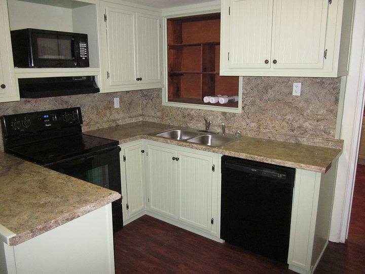 kitchen remodel in old adobe home, countertops, kitchen design, I furred out the walls to plumb and square Built custom cabinets and installed stock countertops from Home Depot Incorporated existing shelf unit at owners request