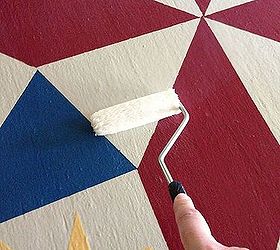 painting a barn quilt for your garden shed, crafts, painting, rolling the clear coat on