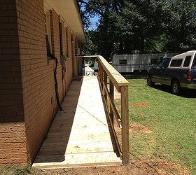 this is one ramp built by our brotherhood for one of our elder members, curb appeal, diy, woodworking projects, The ramp is 2 X6 treated prime lumber this was completed by myself and 5 more men in 8 hours
