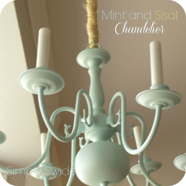 Mint And Sisal Chandelier Makeover Hometalk Mint And Sisal Chandelier Makeover Painted Furniture Painting Brass Updated With