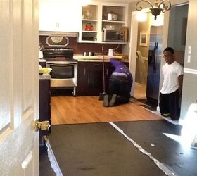 kitchen before and after, home improvement, kitchen backsplash, kitchen design, New laminate floor Nov 2011