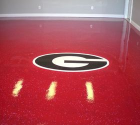 featured photos, Georgia Red floor with a Georgia logo hand painted in Epoxy