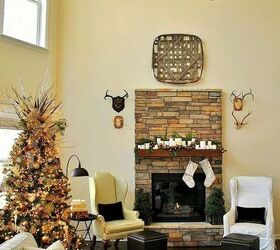 great room rustic christmas, christmas decorations, fireplaces mantels, living room ideas, seasonal holiday decor