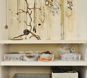 organized jewelry station, organizing, By using two shelves in my closet my jewelry is neatly organized easy to see always within reach but it wasn t always this organized