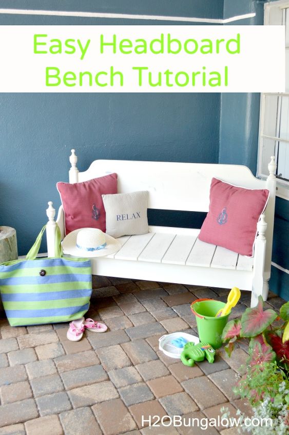 simple diy headboard bench tutorial i only made 4 cuts on wood, diy, how to, painted furniture, repurposing upcycling, woodworking projects