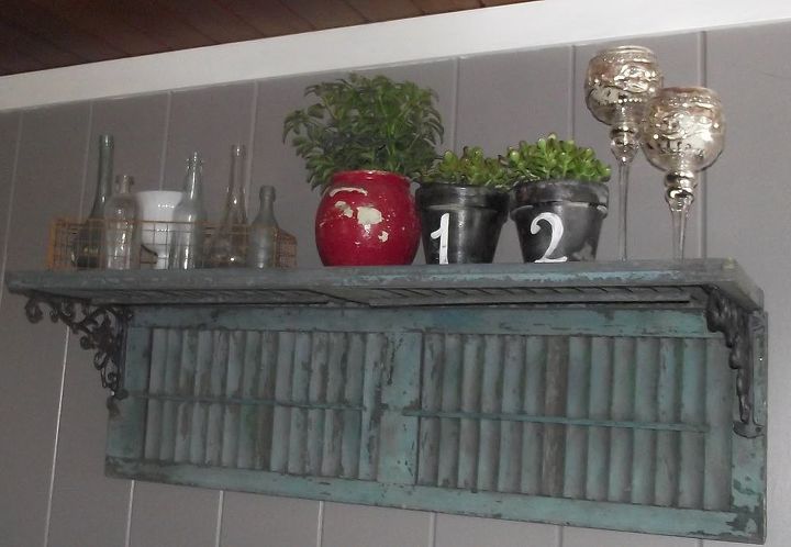 how to make a shutter shelf, home decor, repurposing upcycling, Vintage shutter shelf