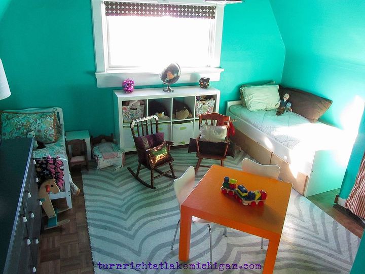 our shared big kids room, bedroom ideas, home decor, The expanse of the room from the doorway with my son s bed on the right and my daughter s on the left