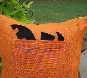 jack o lantern pillow with interchangeable faces my latest creation with the, crafts, halloween decorations, home decor, A pocket on the back holds all the parts