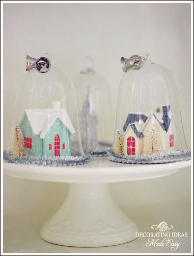 cheap christmas decorating ideas, christmas decorations, seasonal holiday decor, I love to use what I have Here I put little house ornaments on a cake plate