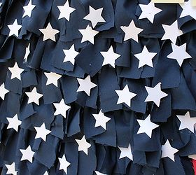 fourth of july rag flag window, crafts, patriotic decor ideas, seasonal holiday decor, Next I tied the blue strips onto the string and added 50 stars Yep count them there are 50