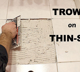 how to replace a tile and save some shekels, diy, flooring, home maintenance repairs, how to, tile flooring, tiling, Add thin set to the void in the floor and back butter the new tile