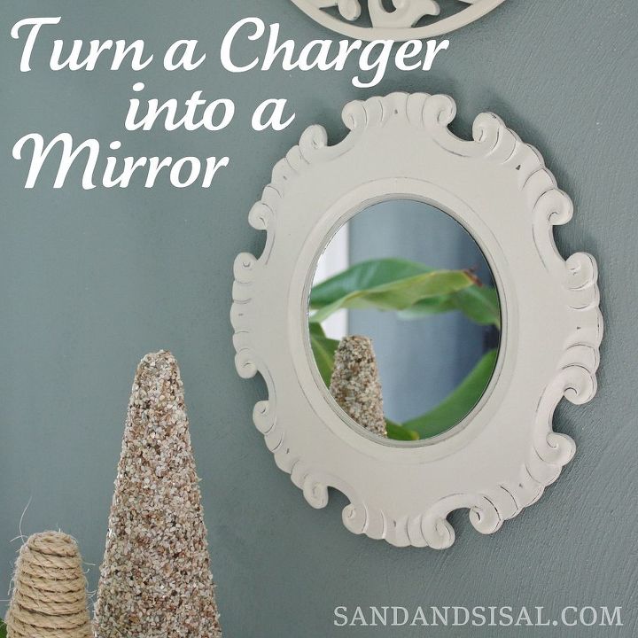 turn a plate charger into a mirror, repurposing upcycling, Turn a Charger into a Mirror A fast ultra easy craft Make your own wall art