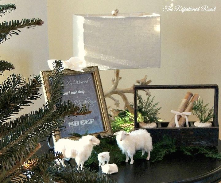 counting your blessing and sheep christmas vignette, seasonal holiday d cor
