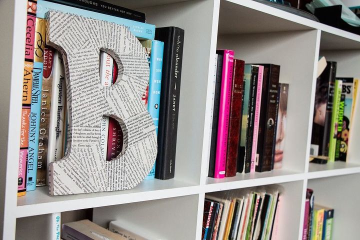 covered wooden letter for book lovers, crafts, Covered wood letters make a neat addition to any bookshelf for the book lover in your life