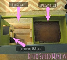 retro stereo cabinet transformation, kitchen cabinets, painted furniture, repurposing upcycling, Hidden Storage
