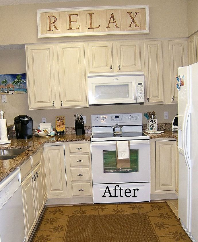 kitchen cabinet remake pickled to beachy, All finished the new pulls are installed There was nothing wrong with the pickled cabinets I wanted painted cabinets instead