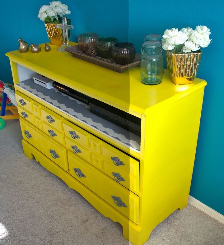 dresser turned tv console, painted furniture, repurposing upcycling