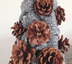 pinecone glitter stems tree, crafts, seasonal holiday decor, No need to paint the cone tree before applying the pinecones and stems You can cover any open areas just by adjusting the curled stems
