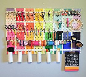 project runway inspired pegboard, cleaning tips, craft rooms, organizing, My colorful pegboard was inspired by the work room from last season s Project Runway All Stars