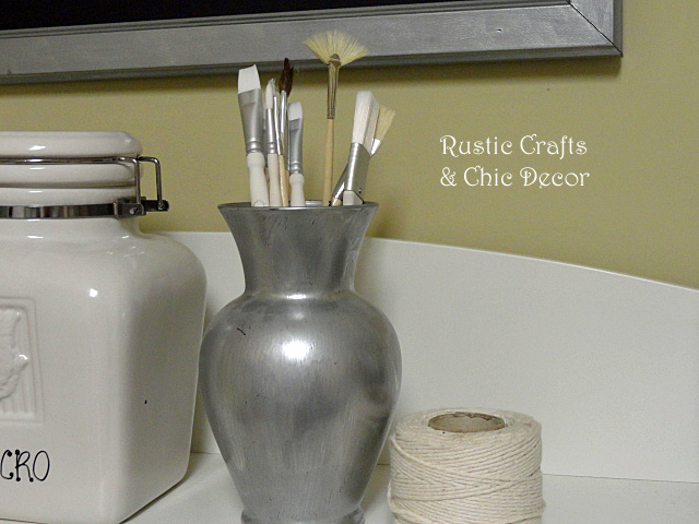 recycled glass vases, crafts, painting, And this one I painted and used for storage in my craft room