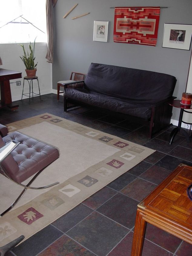 slate floor in living area