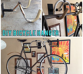 diy creative bicycle hanger simple storage solution, repurposing upcycling, storage ideas, Isn t this a fantastic solution Mind you these picture frames hanging behind the bike will be moving to a better location on the outskirts of bike on the wall I am really digging this solution I can not wait to see what the BF