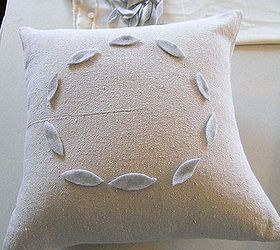 pottery barn knock off pillow, crafts, wreaths, Cut leaf shapes out of fleece or felt and glue in place with fabric glue or hot glue