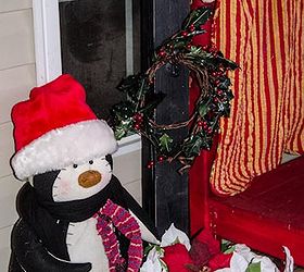 outside decorating, outdoor living, porches, seasonal holiday decor, Mr Penguin creates our guest on their way in