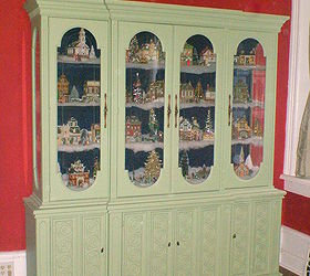christmas village display cabinet, kitchen cabinets, seasonal holiday d cor, Christmas Village Display Cabinet
