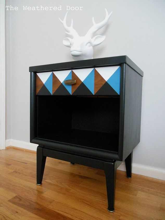 geometric nightstand, painted furniture, The drawer adds so much interest to the piece