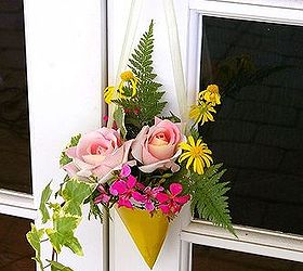 may day flower baskets made from paper party hats, crafts, flowers, gardening, Hung on a door or cabinet knob this is a pretty way to welcome May