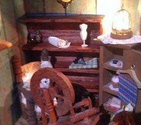 miniature vintage craft sewing room, craft rooms, kitchen cabinets, repurposing upcycling