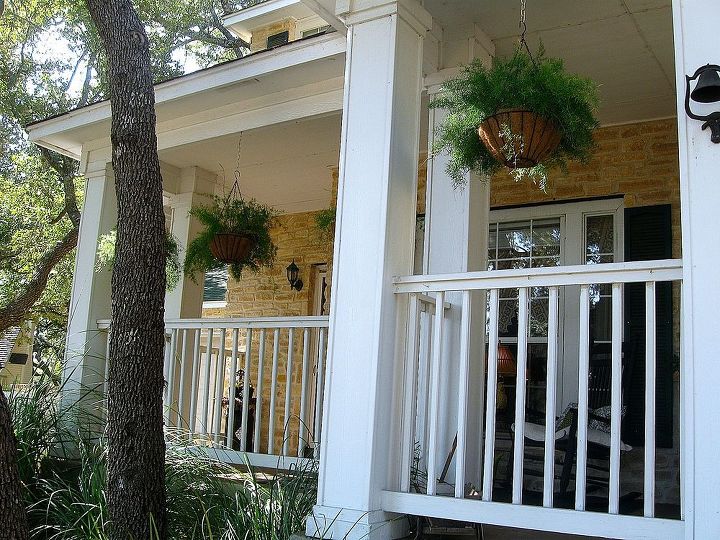 spring porch, curb appeal, porches, seasonal holiday decor, wreaths, It was nice to be able to rehang my ferns a sure sign of spring