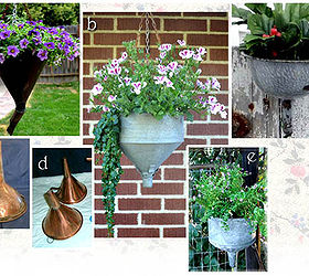 how to make garden containers from old funnels, container gardening, crafts, gardening, repurposing upcycling