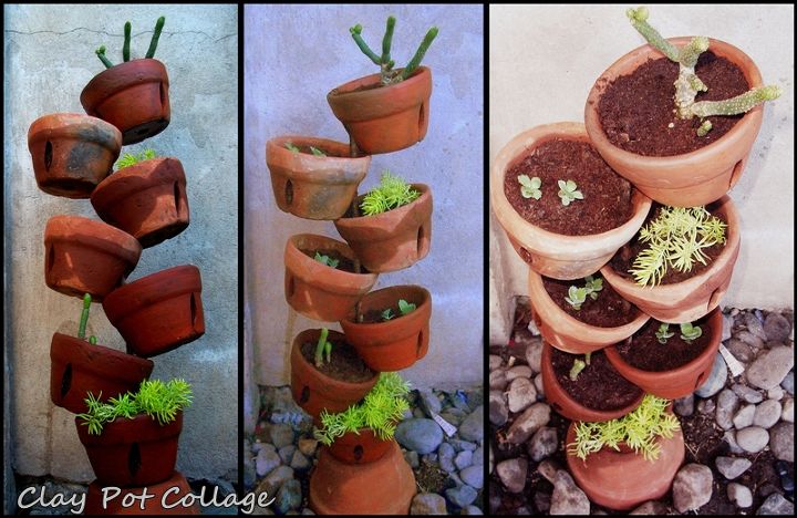 diy terra cotta pot collage, gardening, succulents, this set up is best for small plants cacti or succulents