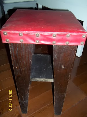 small grain sack stool, painted furniture, the before