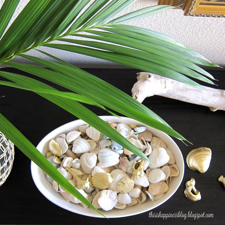diy gold seashells, crafts, seasonal holiday decor