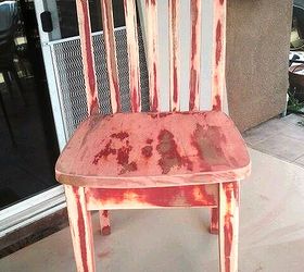 another little chair, painted furniture, Sanded but wood stained red