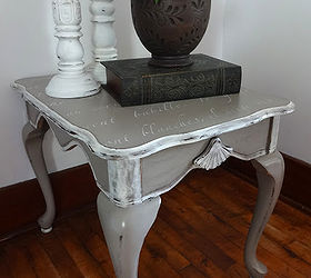 french stenciled end table, painted furniture, voila Love her new look