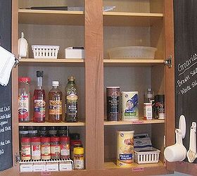 kitchen organization, closet, diy, shelving ideas, storage ideas, woodworking projects, The cooking cabinet houses spices on a tiered rack Spice packets fill a small container