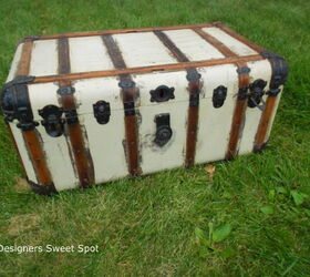 steamer trunk with hotel labels, painted furniture, I bought this trunk for 5 00 at a garage sale
