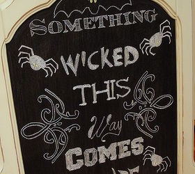 halloween chalk art tutorial, halloween decorations, seasonal holiday d cor, Details soon on creating the chalkboard from a thrift store mirror