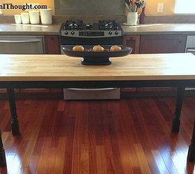 a butcher block island from a broken patio table, home decor, kitchen design, kitchen island, repurposing upcycling, Another look at the new island